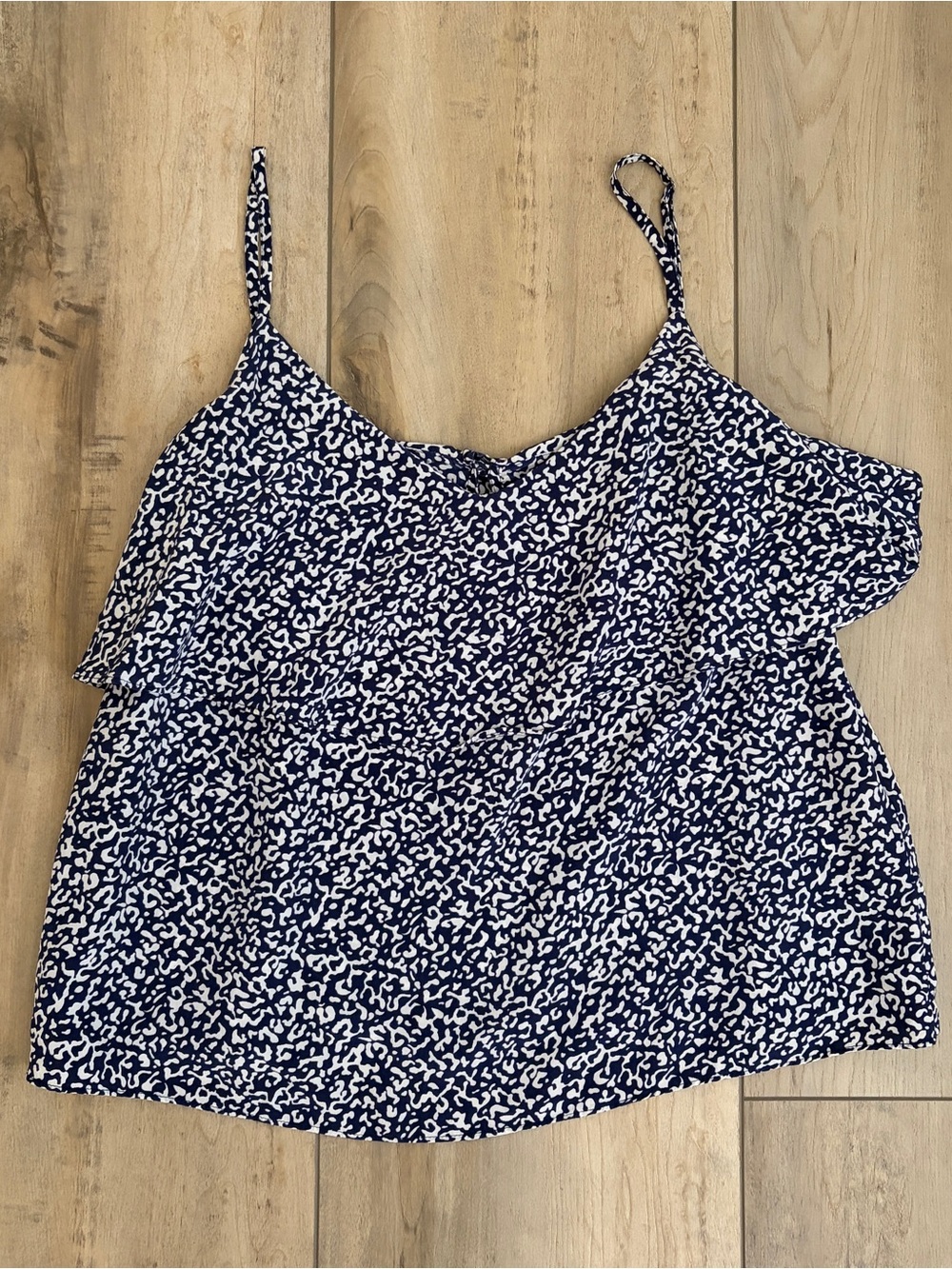 Joie Navy and White Printed Tank Top
